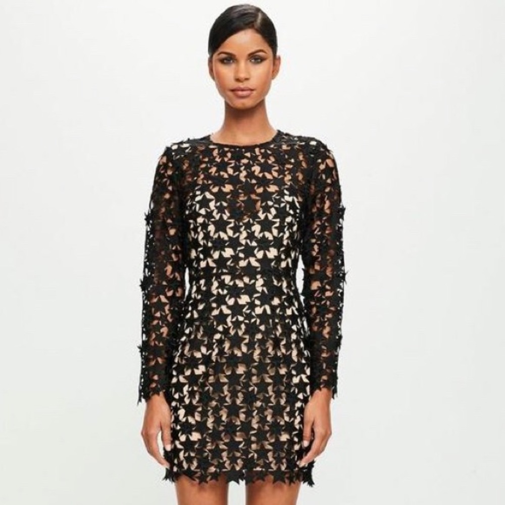 Missguided Peace + Love Star Lace Bodycon Dress